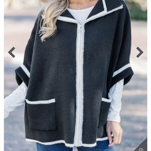 Living The Dream Black Zip Up Poncho